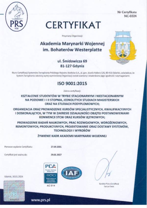 CERTYFIKAT ISO 9001:2015