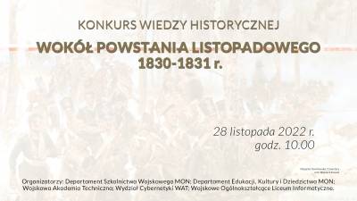 Konkurs wiedzy historycznej pn. „Wokół Powstania Listopadowego 1830 -1831 r.”