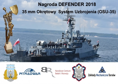 Nagroda Defender za 35 mm okrętowy system uzbrojenia (OSU-35) na MSPO 2018 - 7.09