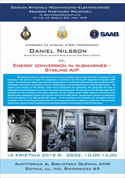 Wykład pt. “Energy conversion in submarines - Stirling AIP”