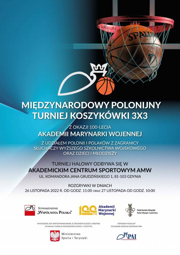 Komunikat organizacyjny Halowego Turnieju Koszykówki 3X3  z okazji 100 lecia powstania AMW
